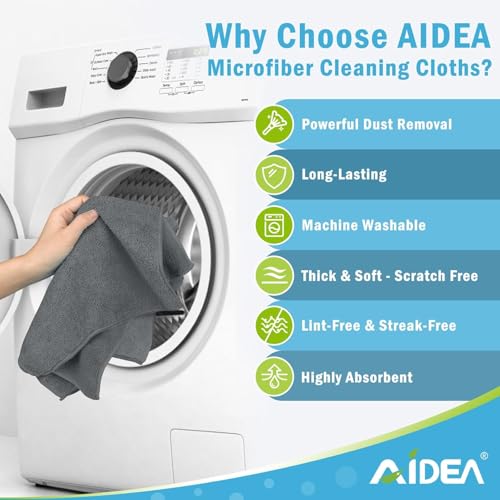 AIDEA Microfiber Cleaning Cloth Grey 100PK, Microfiber Towels 11.5"×11.5" - color: Grey, size: 11.5in.x11.5in.