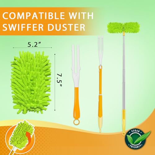 4 Pack Reusable Duster Refill Compatible with Swiffer Hand Duster - color: 4 Pack(green)