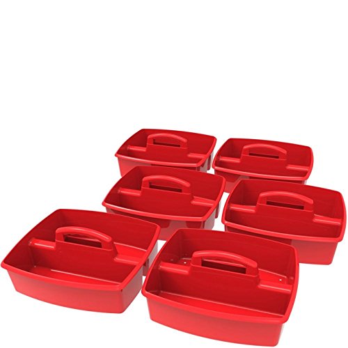 Storex Storex Large Classroom Caddy,13 x 11 x 6.575 Inches, Red, Case of 6 (00954U06C) - color: Red, size: 6-Pack, style: Large