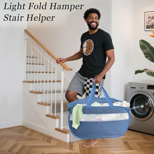 100L Mesh Pop Up Laundry Hampers with Handles, Extra Large Collapsible Laundry Baskets 2 Pack, Portable Travel Laundry Basket, Dirty Clothes Hamper Light Breathable, Bule. 2H - color: Green & Green
