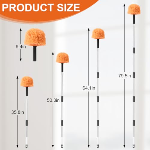 Cobweb Duster with Extension Pole, 6 FT Stainless Steel Adjustable Duster