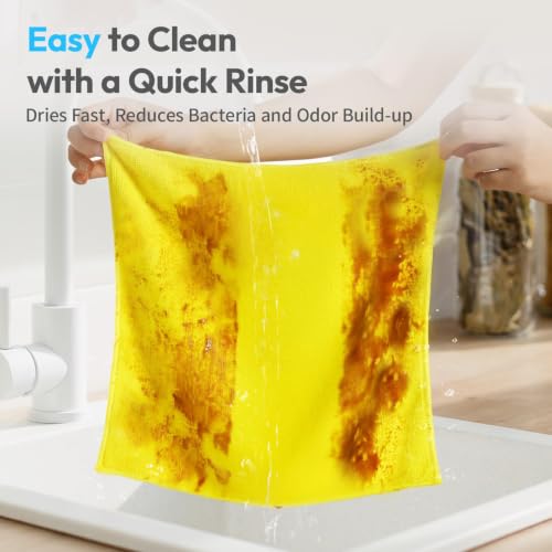 Microfiber Cleaning Cloth 12 Pack, 12 x 12 Inch Yellow - color: Yellow