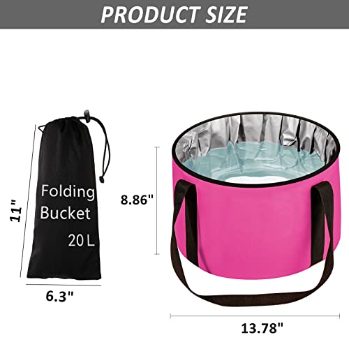 Foot Bath Basin 20L Collapsible Bucket, Portable Foot Soak Tub Feet Soaking Bucket for Outdoor Travel, Camping, Fishing(Pink) - color: Pink, size: 20L-1pcs
