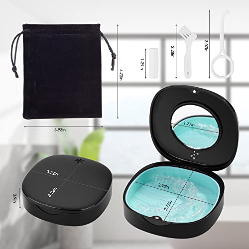 2 Pack Retainer Case with Vent Holes, stocking stuffers for gift women men,Compatible with Invisalign,Night Guards,and Mouth Guards Case - Includes Storage Bag,Slim Aligner Remover Tool - color: Black Purple