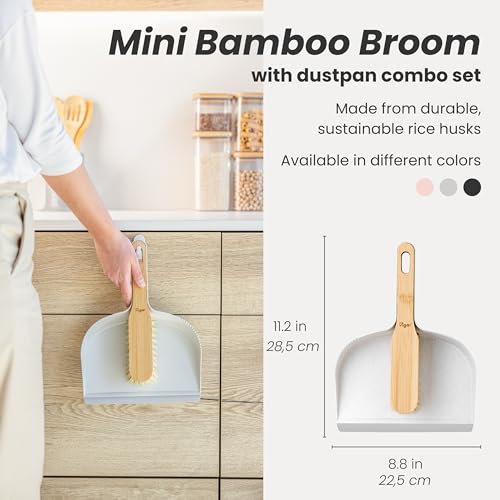 Vigar Zeroline Mini Bamboo Broom with Dustpan Combo Set, Gray - color: Gray