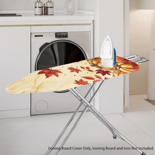 Maple Leaf Pumpkin Iron Board Cover with Padding Stantard Size 15x54 inch Ironing Board Cover Hook and Loop Fasteners Pressing Cloth for Ironing Fall Decor - color: Fall Maple Leaf Pumpkin