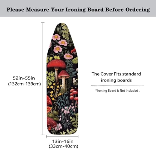 Mushroom Flower Shrub Ironing Board Cover Washable Iron Protector Cover Dust Cover with Elastic Edge Snug Fit Ironing Board Home & Kitchen Accessories Easy to Install - color: Mushroom Flower Shrub