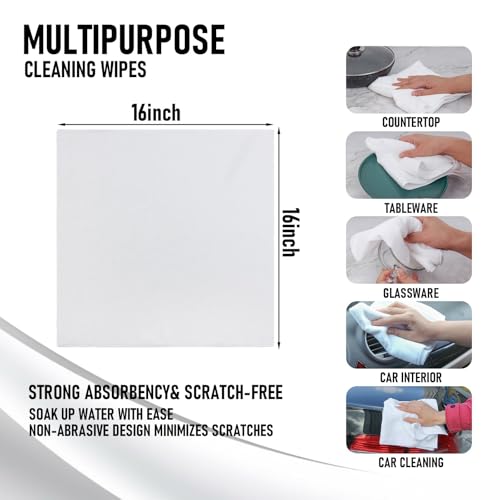 Tricol Clean Microfiber Cleaning Cloth, 16in*16in, 12 Pack Ultra-Thick Cleaning Rags, Super Absorbent, Lint Free & Streak Free Cleaning Towels for Car, House, Kitchen, Office - color: White, size: 16 x 16 in