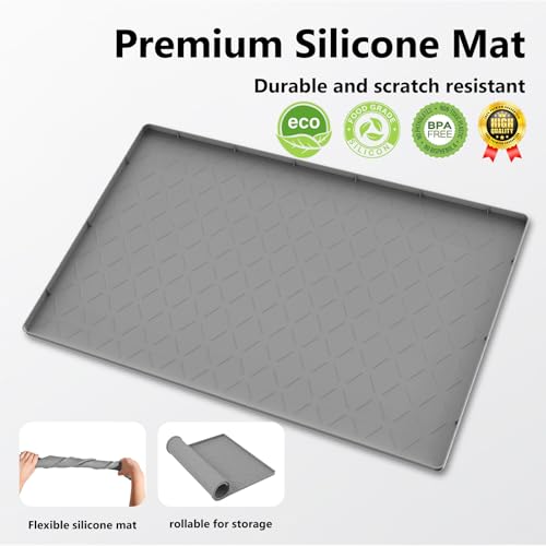 Mateeylife Under Sink Mat Kitchen Waterproof, Silicone Sink Tray 28"X19" - color: Dark Grey, size: 19''W x 28''L