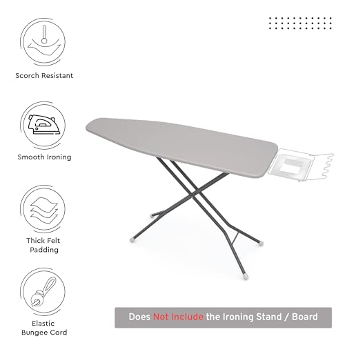 Encasa XO Ironing Board Cover and Pad 42"x14" Medium, Scorch Resistant - color: Light Grey, size: Medium (42"x14")