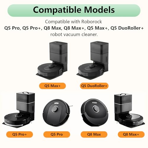 Replacement Parts Fit For Roborock Q5 Pro Q5 Pro+(Plus) Q5 Max+(Plus) Q5 DuoRoller+(Plus) Q8 Max Q8 Max+(Plus) Robot Vacuum Cleaner Accessories Kits. Dual Main Roller Brush, Washable Filter,Side Brush - color: 12 Pack Replacement Parts