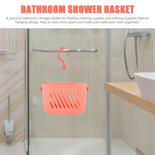 Baluue Hanging Shower Basket Bathroom Storage Organizer with Hook 12.59X8.46X4.92 Inch Plastic Space-Saving Caddy for Toiletries Cosmetics Cleaning Supplies - color: Pink, size: 32.00X21.50X12.50CM