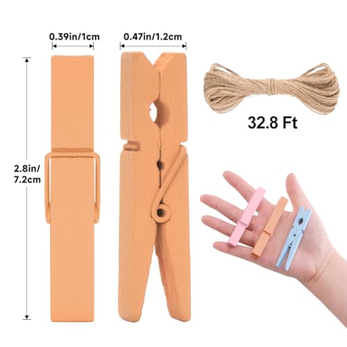 jijAcraft 2.9 Inch Large Clothes Pins - 50Pcs Wooden Clothespins - color: Pastel, size: 2.9 inch, 50 pcs