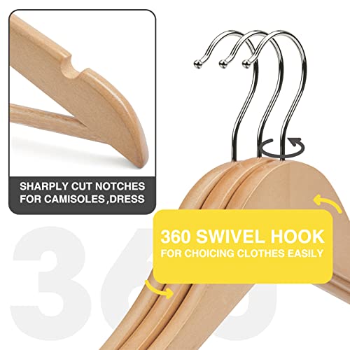 Wooden Hangers 30 Pack,Smooth Finish Wood Clothes Hangers,Natural - color: Natural