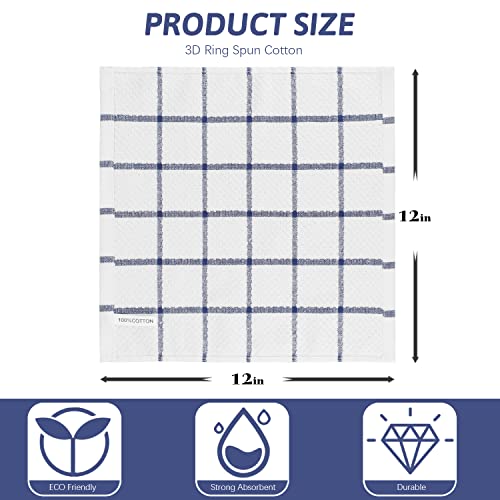 Nialnant 8 Pack Kitchen Dish Rags,Absorbent Kitchen Towels - color: Navy Blue Plaid, size: 12 x 12 in - 8PCS