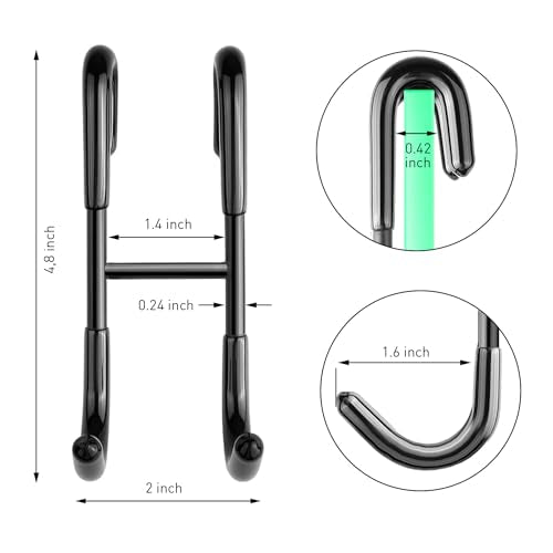 Over Shower Door Hooks for Towels (2 Pack) – Rustproof Stainless Steel Bathroom Hooks for Glass Shower Doors, No-Drill Hangers for Robes, Towels & Loofahs, Fits Framed and Frameless Doors - color: Black