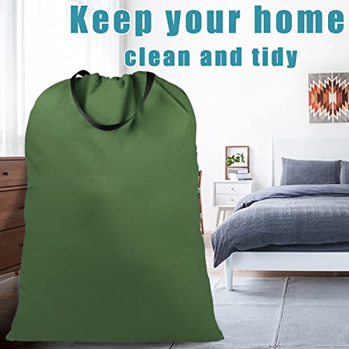 LOLOMLO Extra Large Canvas Laundry Bags with Handles & Drawstring Closure, Heavy Duty Tears Resistant Clothes Storage Travel Bags,25.5"x34",Army Green - color: Army Green