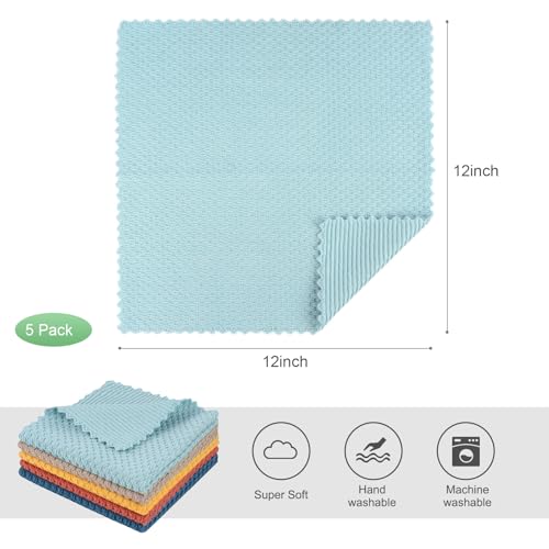 SINLAND Dish Cloth for Washing Dishes Kitchen Washcloth Cleaning Cloth - color: Assorted Color-3, size: 12inchx12inch 5pack