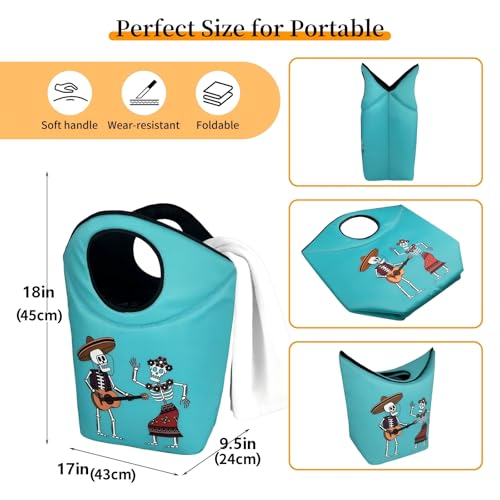 Collapsible Laundry Hamper 47L Waterproof Foldable Basket Dorm Travel - color: Skeleton-7, size: 17"L x 9.5"W x 18"H