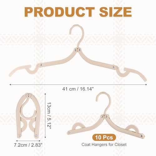 uxcell 10 Pcs Portable Travel Hangers, Plastic Foldable Hangers Cruise Essentials Clothes Drying Rack for Camping Flying Suitcase Travel Accessories Road Trip Hotel, Light Brown - color: Light Brown