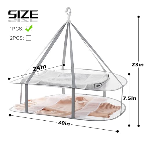 2 Tier Folding Mesh Clothes Drying Rack with Internal Fixation - size: 2 Tier