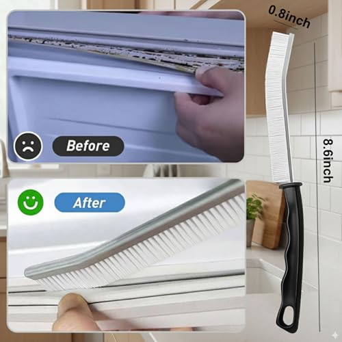 Crevice Cleaning Brushes Set 6 Pack, Small Grout and Gap Cleaner Brushes for Shower, Tile, Toilet, Kitchen and Bathroom, Narrow Scrub Brushes for Household Use and Deep Cleaning White