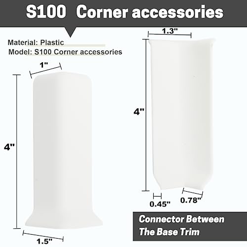 COUKIU Self Adhesive 4 Inch Baseboard Corner Blocks, White, 6-Piece Set - color: White, size: 4inch(Width)