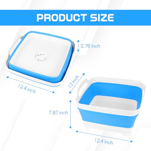 Hovom Collapsible Wash Basin with Drain Plug, 2.2 Gal (8.5L) Portable Sink - color: Blue