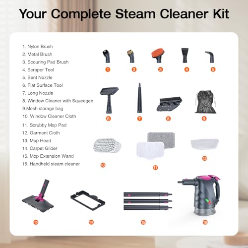 10-in-1 Steam Cleaner, Steam Mop with Detachable Handheld Steamer for Home - color: Mist Gray