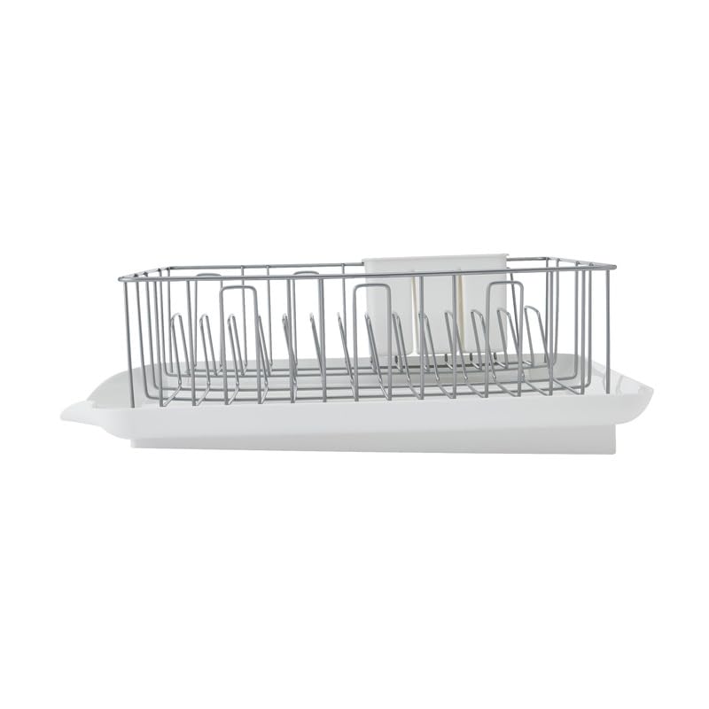 Farberware Classic Large Rust Resistant Full Dishrack with Removable 3 Compartment Flatware Caddy, Andlged Drain Board, 3-Piece, White - color: White