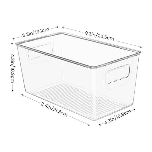 YIHONG 4 Pack Clear Storage Bins, Pantry Organizer Bins with Handle, Small - size: S(9.3"L x 5.2"W x 4.3"H)