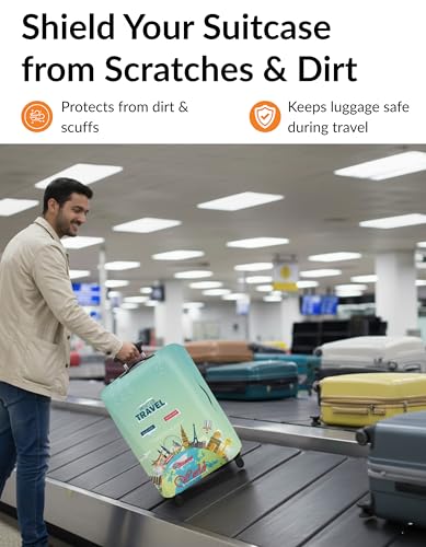 Elastic Luggage Cover Size S 19-21 Inch, Earthy Tones Design Suitcase Protector, Premium Washable Waterproof Scratch-Resistant Dustproof Stretch Sleeve for Hard Shell Spinner Travel Bags - color: Earthy Tones, size: S (19-21 inch)