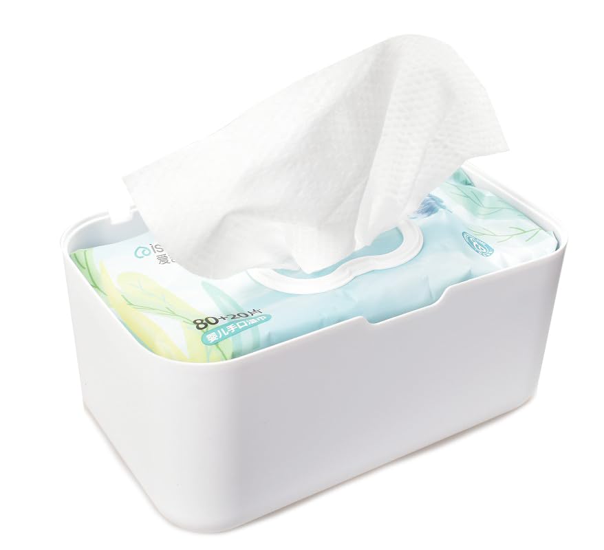 Tissue Box Cover Seal Rectangular Dryer Sheet Dispenser Storage Wet Wipes for Storage on Bathroom Vanity, Countertop, Bedroom Dresser (Gray/White) - color: Gray /White