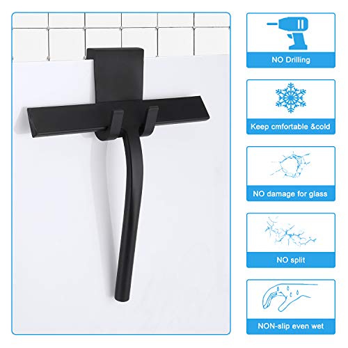 Silicone Shower Squeegee, Black, 9 inch - size: 9 inch(1 hook)
