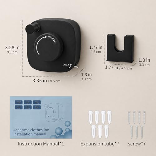 Retractable Clothesline Indoor/Outdoor, Portable Non-Sagging Wall Mounted Clothesline, Heavy Duty Stainless Steel Drying Laundry Line for Bathroom, Balconies, Apartment, Clothes Line - color: Black