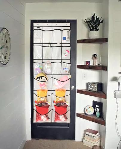 Extra Large Hanging Crystal Clear Over Door Shoe Organizers, Closet Shoe Organizer Shoe Rack Organizer Shoe Storage, 12+6Pockets, 4Hooks, white (59"x 21.6") - color: wh&tr