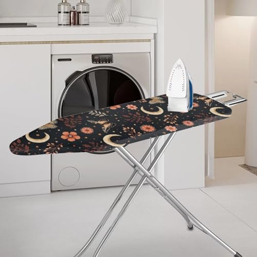 Floral Ironing Board Cover and Pad,15x54 Inch Thick Padding Ironing Board Covers with Moon, Resist Scorching and Staining, Elastic Edges - color: Floral Moon