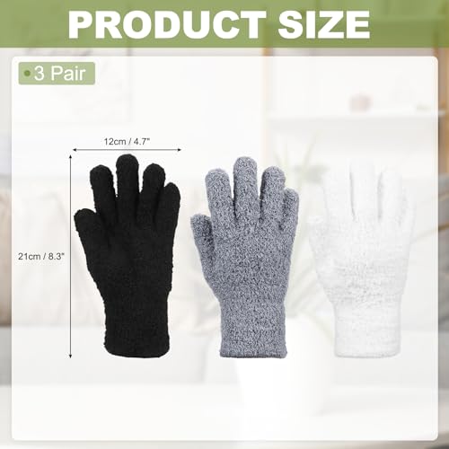 uxcell Microfiber Gloves, Reusable Washable Plant Dusting Gloves Cleaning Mittens for Auto Plants Household Kitchen - color: White/Black/Gray