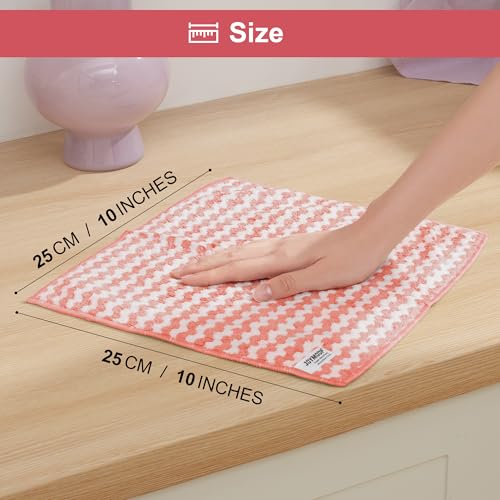 JOYMOOP 54 Packs Microfiber Cleaning Cloths, 10" x 10" Kitchen Towels – Reusable Cleaning Rags, Lint-Free, Super Absorbent Cleaning Cloths for Kitchen, Car, and Household Cleaning, Pink - color: Pink, size: 10"x10" - 54pcs