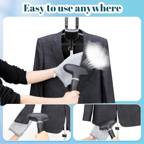 Garment Steamer Rack & Garment Steamer Ironing Glove for Steaming Clothes, Adjustable Garment Hanger Standing Handled Mini Ironing Board, Hanging Steamer Ironing Accessories for Clothes, Black - color: Black