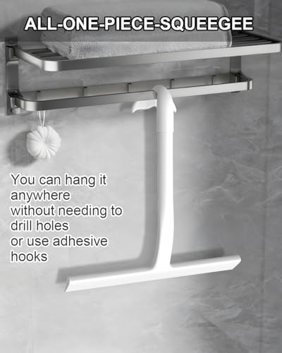 Shower Squeegee for Glass Doors, 8In Silicone Squeegee for Shower with Hook - size: 8 Inch