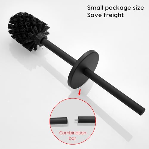 Black Toilet Brush with Dual-Purpose wall-Mounted Bracket - color: Black