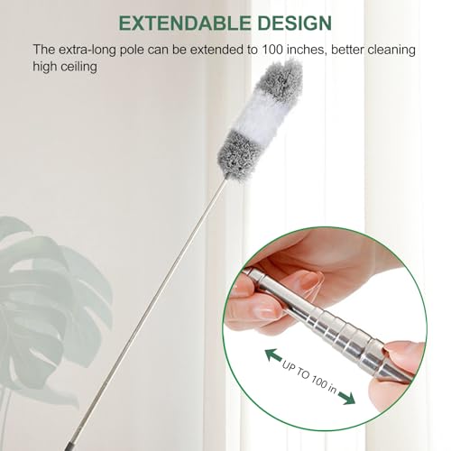 SetSail Extra-Long Dusters with Extension Pole 100-inch for Cleaning - color: White-grey, size: Duster
