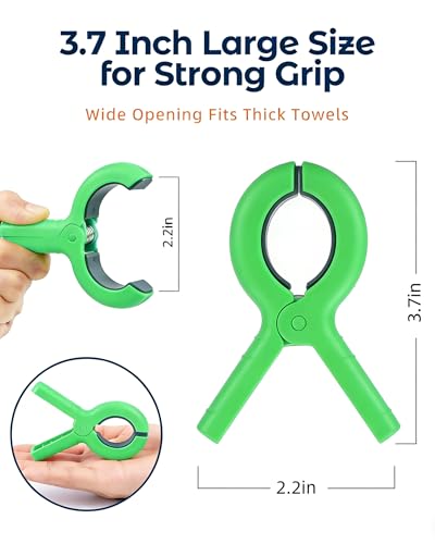 10 Pack Beach Towel Clips Heavy Duty Large Beach Essentials Chair Pool Clip - color: Green
