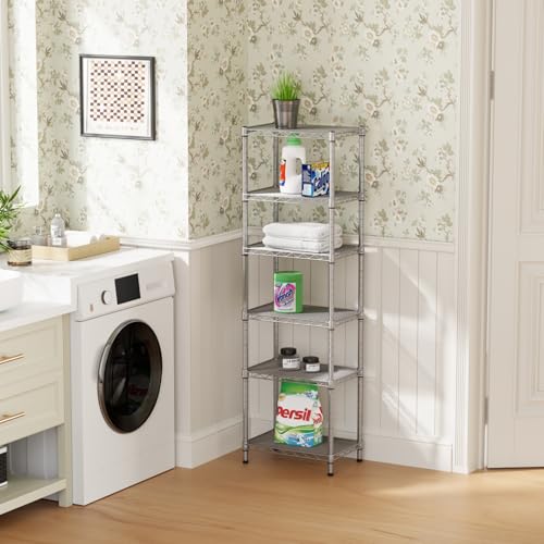 SINGAYE Metal Shelves Wire Shelving Storage Standing Adjustable Shelf Unit - color: Grey, size: 6 Tier 10" D x 16" W x 63" H