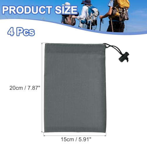 Drawstring Bag with Toggle, Stuff Sack String Waterproof Travel Storage Bags Cinch Stuff Pouch -Fitting for (Gym/Traveling/Hiking/Yoga/Office/Shoes) 6 x 8 & 4 Pack & Dark Gray - color: Dark Gray, size: 6 x 8"