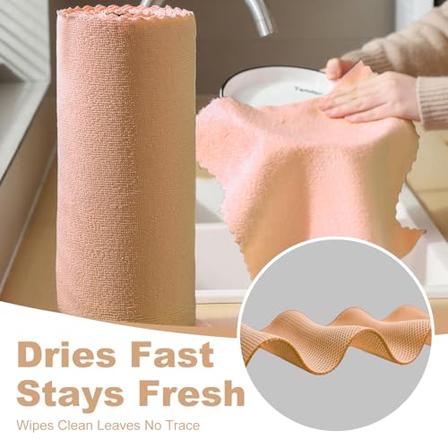 Jessy Home 2 Roll Reusable Paper Towels,100 Sheets Tear Away Microfiber Cleaning Cloth, Lint Free Cleaning Rags for Kitchen, Dishcloth,Household Cleaning Supplies - color: Dark Brown