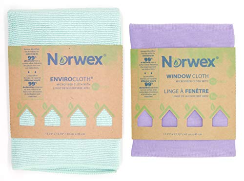 Norwex Basic Package - Microfiber - Glass Window Cleaning Cloth and Household Enviro Dusting Cloth Colors May Vary