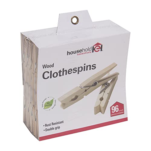 Household Essentials Birchwood & Steel Heritage Clothespins, Set of 96 - size: Bag of 96
