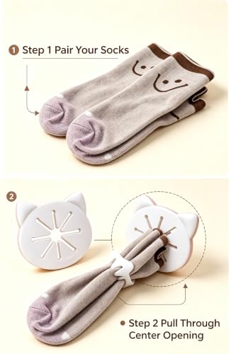 Cooplay 20 Set Mouse and Cat Sock Rings Holders, Cute Clips, Locks Washing Sorters Laundry Storage Organization for Washing, Dryer Machine, Soft Rubber Keepers